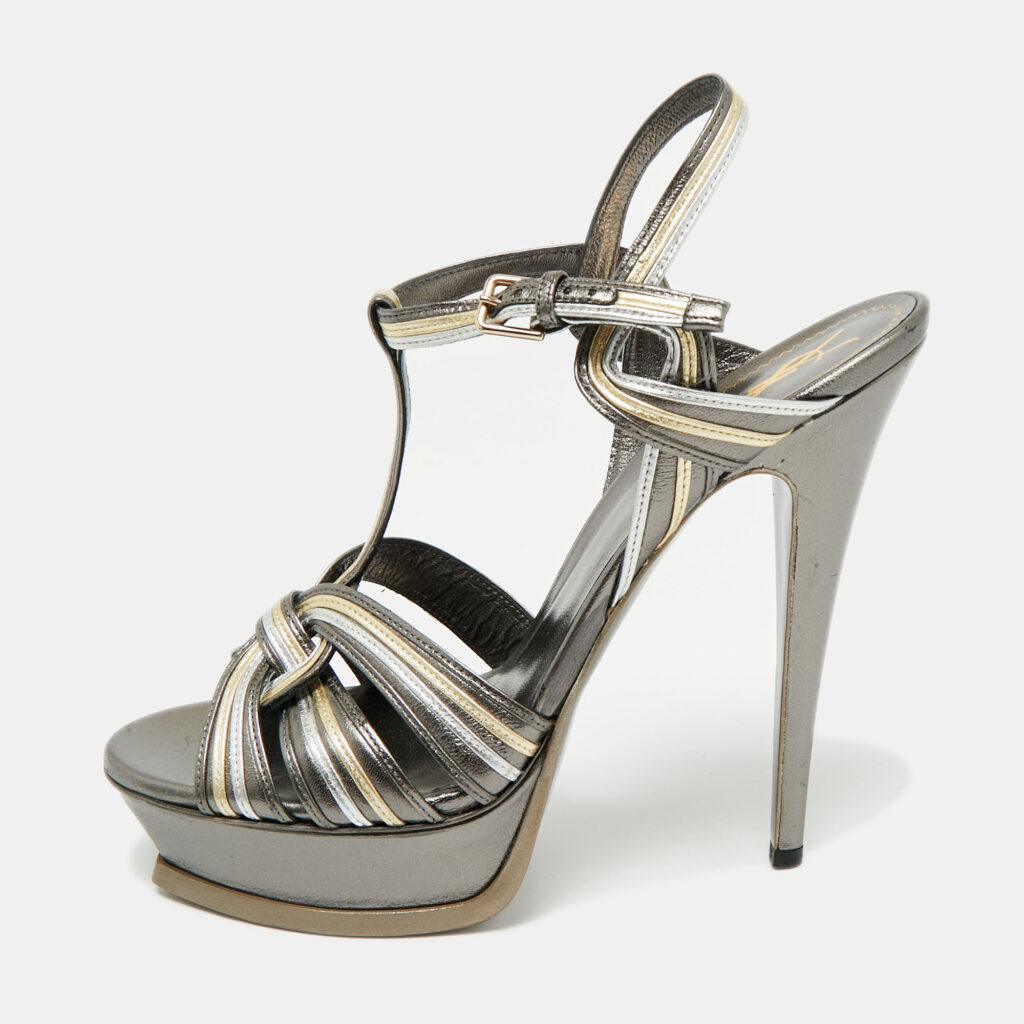 Saint Laurent Metallic Leather Tribute Sandals Size 41 Saint Laurent Metallic Leather Tribute Sandals Size 41