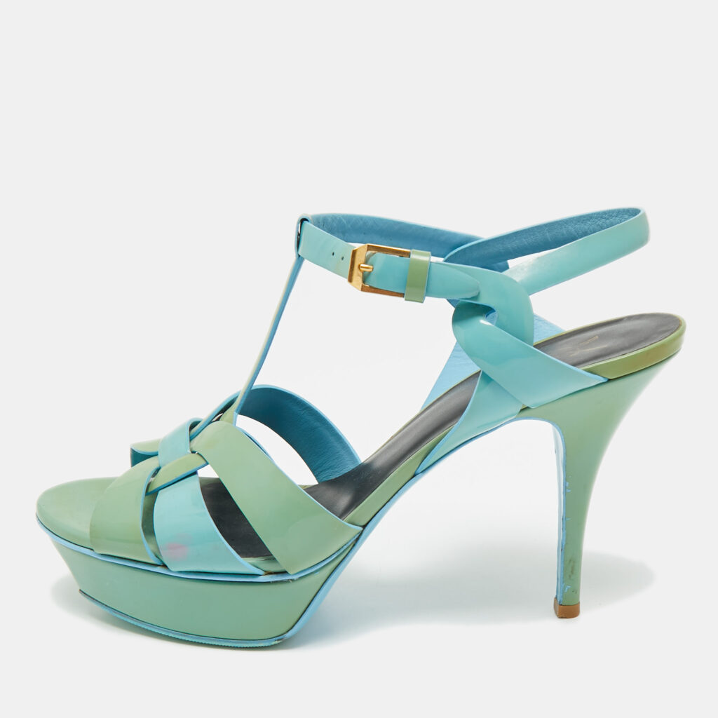 Saint Laurent Two Tone Patent Leather Platform Sandals Size 40 Saint Laurent Two Tone Patent Leather Platform Sandals Size 40