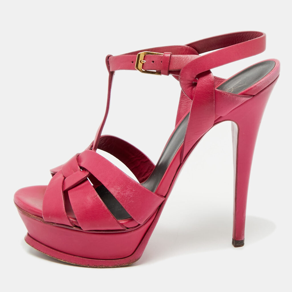 Saint Laurent Purple Leather Ankle Strap Sandals Size 37.5 Saint Laurent Purple Leather Ankle Strap Sandals Size 37.5