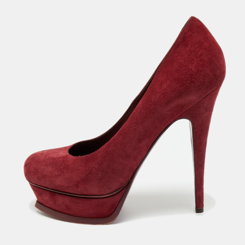Saint Laurent Burgundy Suede Tribtoo Platform Pumps Size 39 Saint Laurent Burgundy Suede Tribtoo Platform Pumps Size 39