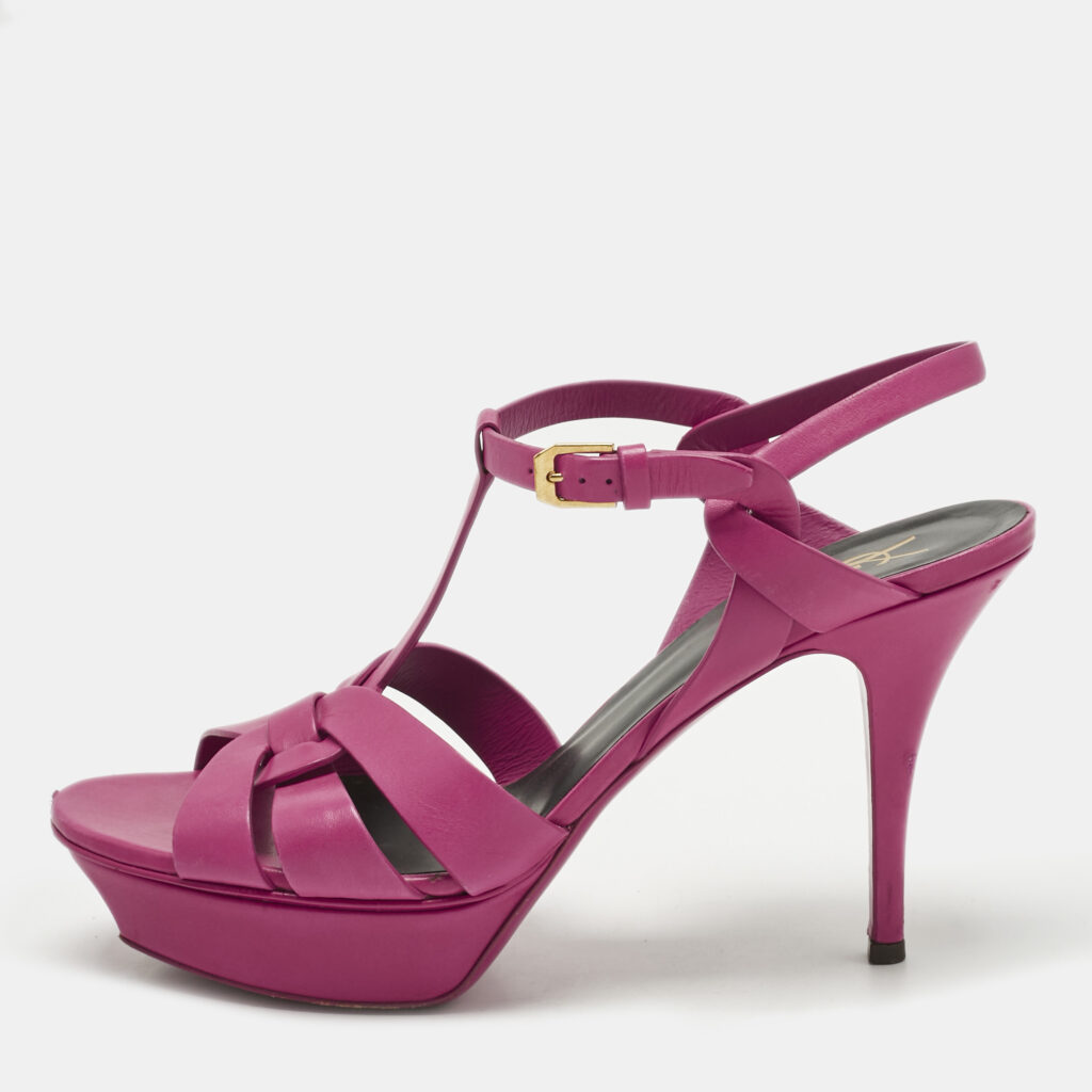 Saint Laurent Purple Leather Tribute Platform Sandals Size 41.5 Saint Laurent Purple Leather Tribute Platform Sandals Size 41.5