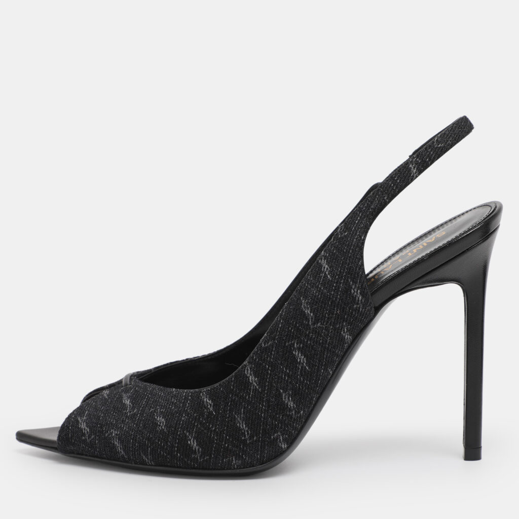 Saint Laurent Paris Dark Grey Denim Lola Slingback Sandals Size 37 Saint Laurent Paris Dark Grey Denim Lola Slingback Sandals Size 37