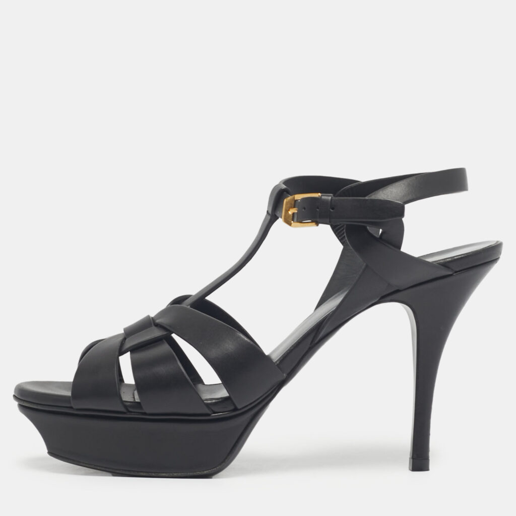 Saint Laurent Black Leather Tribute Sandals Size 38 Saint Laurent Black Leather Tribute Sandals Size 38