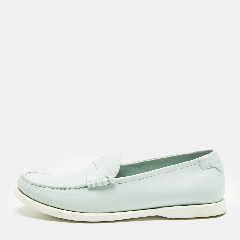 Saint Laurent Blue Leather Penny Slip On Loafers Size 42 Saint Laurent Blue Leather Penny Slip On Loafers Size 42