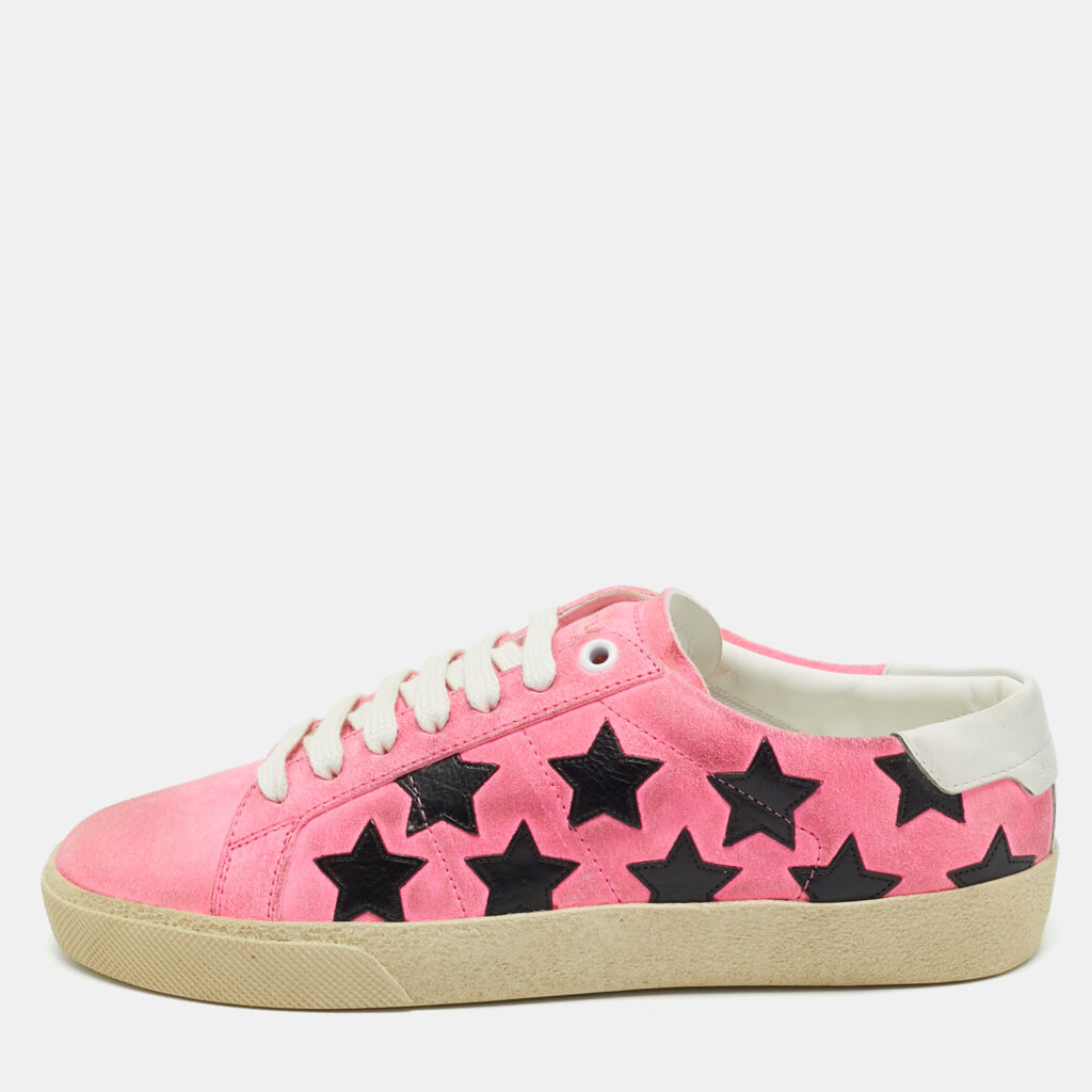 Saint Laurent Pink Suede Court Classic Lace Up Sneakers Size 37 Saint Laurent Pink Suede Court Classic Lace Up Sneakers Size 37