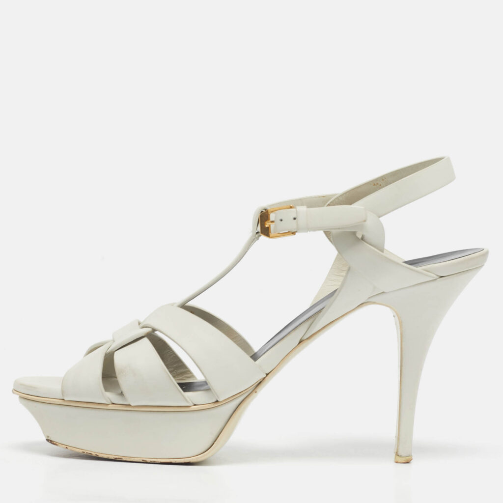 Saint Laurent Paris White Leather Tribute Platform Sandals Size 41 Saint Laurent Paris White Leather Tribute Platform Sandals Size 41
