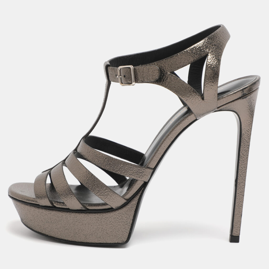Saint Laurent Paris Metallic Leather Bianca Platform Sandals Size 41 Saint Laurent Paris Metallic Leather Bianca Platform Sandals Size 41