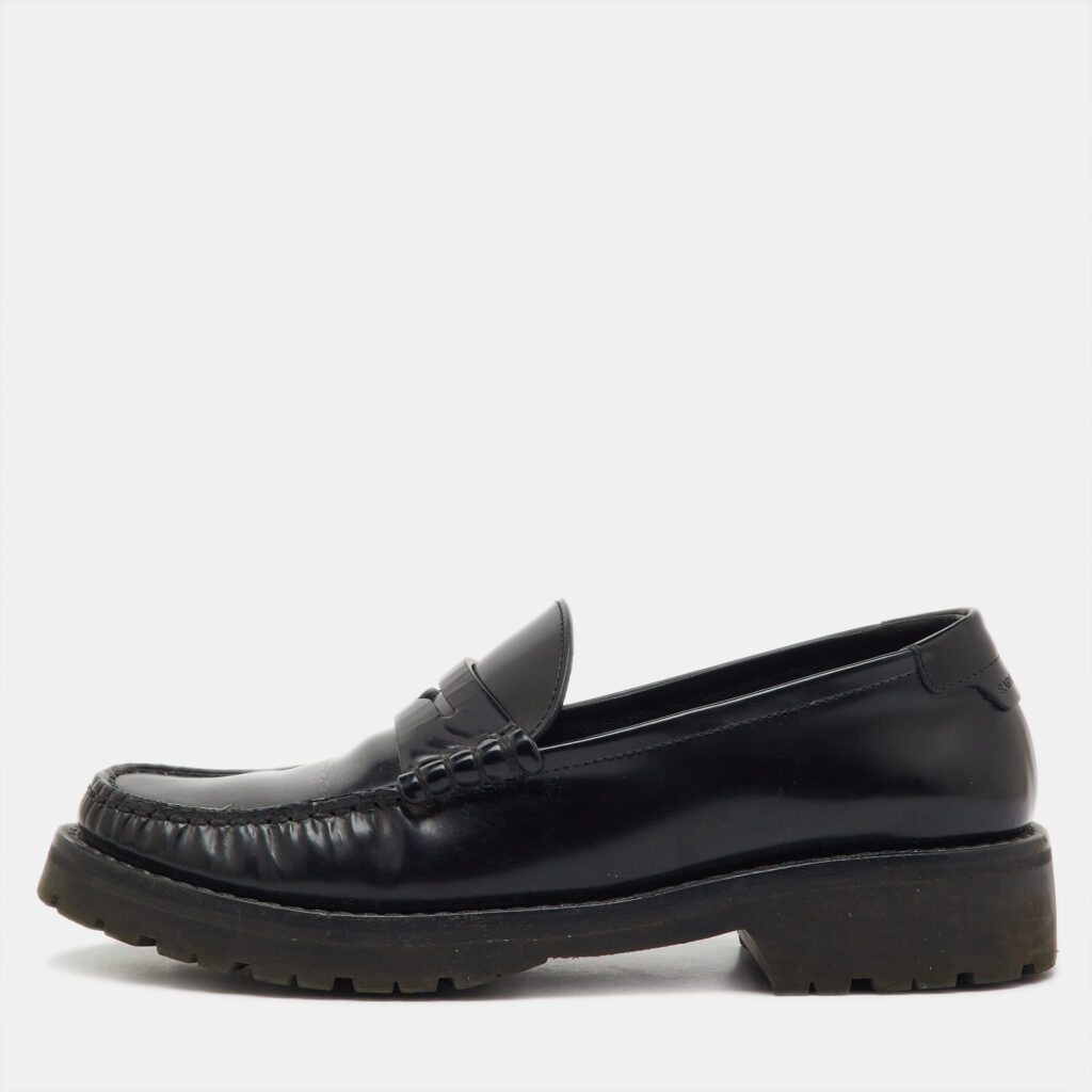 Saint Laurent Black Leather Slip On Penny Loafers Size 36 Saint Laurent Black Leather Slip On Penny Loafers Size 36