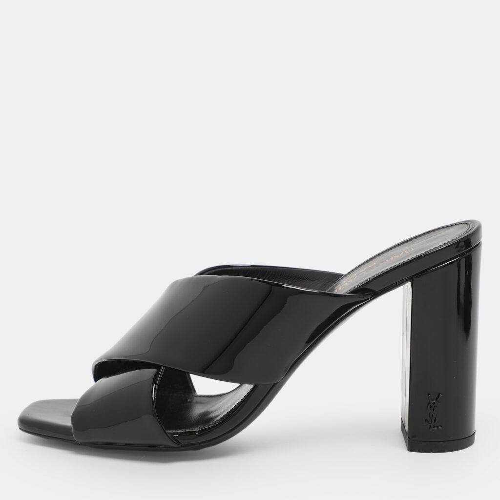 Saint Laurent Paris Black Patent Leather Loulou Slide Sandals Size 36 Saint Laurent Paris Black Patent Leather Loulou Slide Sandals Size 36