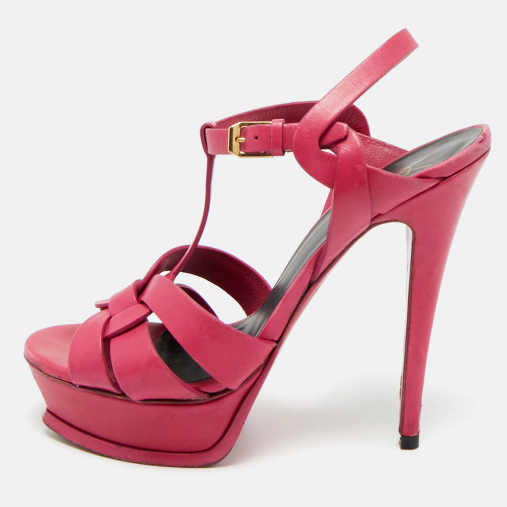 Saint Laurent Purple Leather Platform Sandals Size 38.5 Saint Laurent Purple Leather Platform Sandals Size 38.5