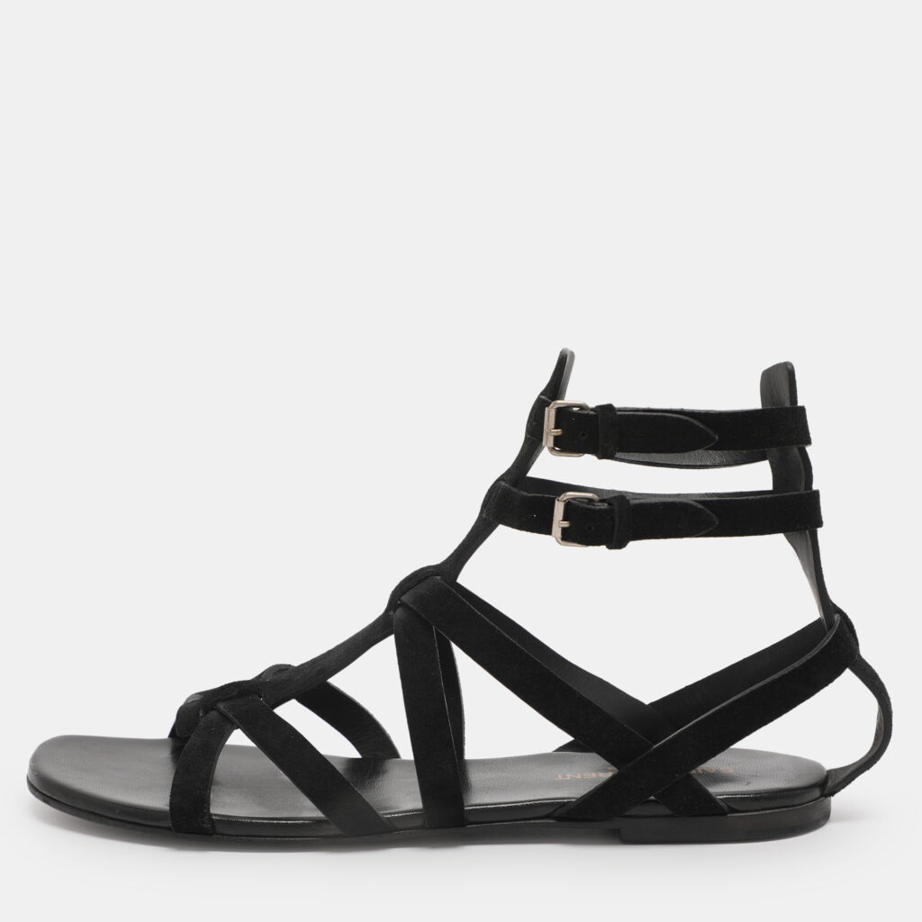 Saint Laurent Paris Black Suede Gladiator Sandals Size 38 Saint Laurent Paris Black Suede Gladiator Sandals Size 38