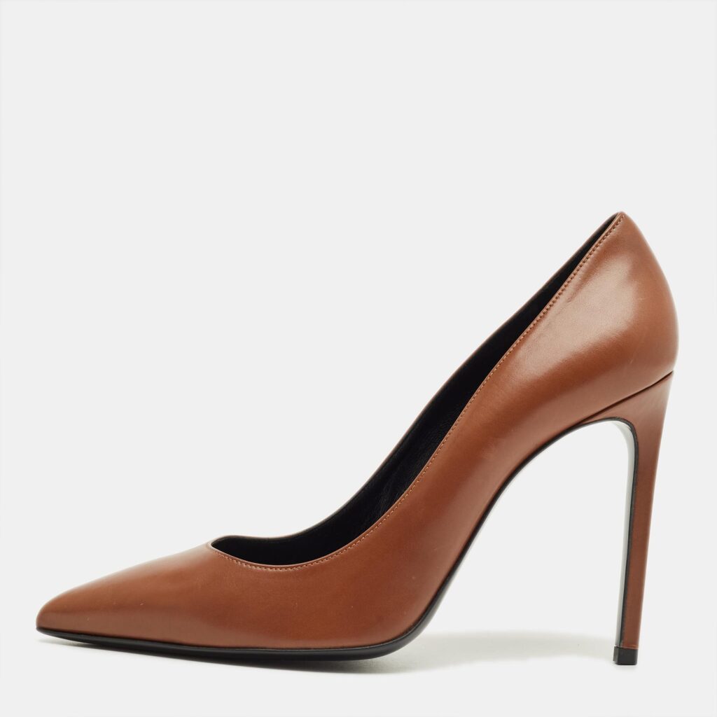 Saint Laurent Brown Leather Anja Pumps Size 40