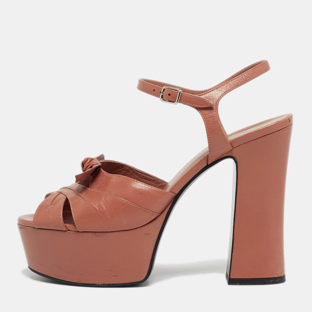 Saint Laurent Beige Leather Candy Ankle Strap Sandals Size 37 Saint Laurent Beige Leather Candy Ankle Strap Sandals Size 37