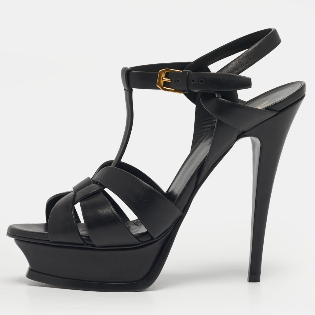 Saint Laurent Black Leather Platform Sandals Size 37.5 Saint Laurent Black Leather Platform Sandals Size 37.5