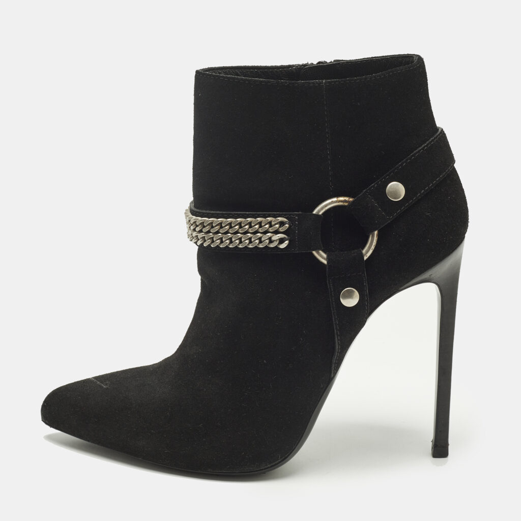 luxury-women-saint-laurent-paris-used-shoes-p1249110-009.jpg Saint Laurent Harness Chain Size 37.5 Black Suede Ankle Length Boots