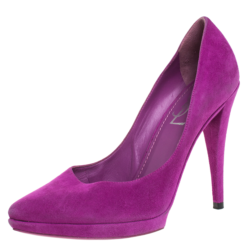 Saint Laurent Paris Purple Suede Janis Platform Pumps 37.5 Saint Laurent Paris Purple Suede Janis Platform Pumps 37.5
