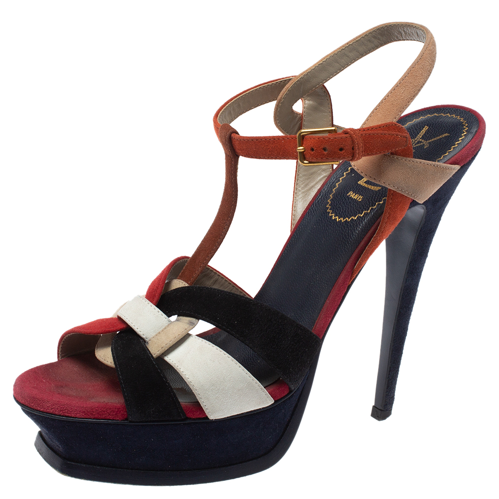 Saint Laurent Multicolor Suede Tribute Platform Sandals Size 40 Saint Laurent Multicolor Suede Tribute Platform Sandals Size 40