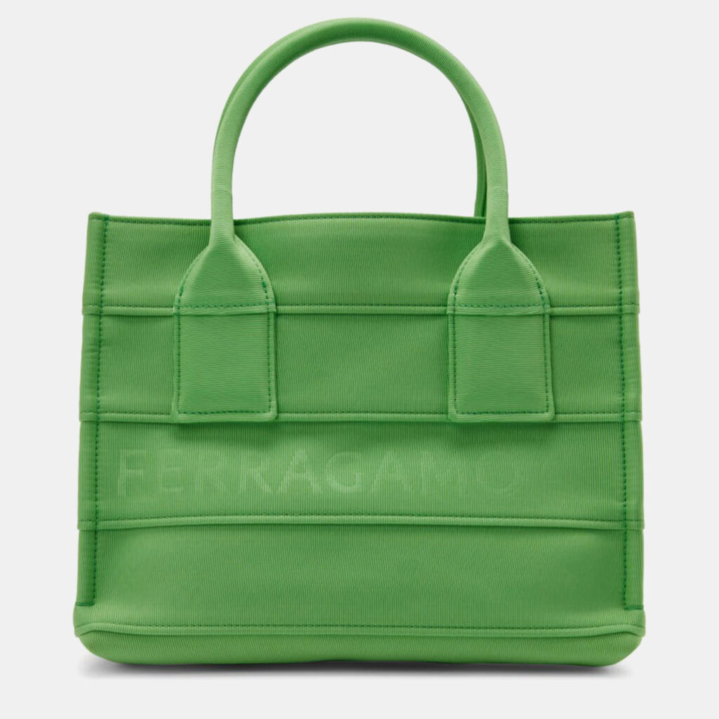 Salvatore Ferragamo S Beach Green Canvas Tote Bag