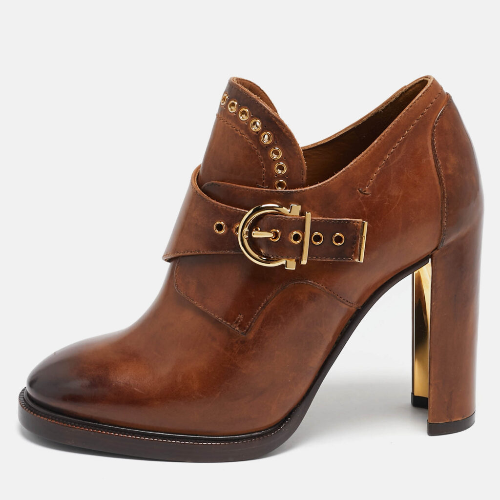 Salvatore Ferragamo Brown Leather Nevers Ankle Length Boots Size 39 Salvatore Ferragamo Brown Leather Nevers Ankle Length Boots Size 39