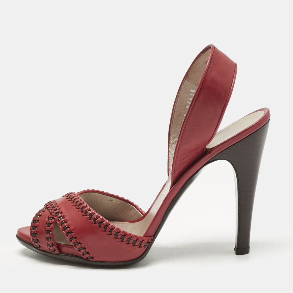 Salvatore Ferragamo Red Leather Peep Toe Slingback Pumps Size 40 Salvatore Ferragamo Red Leather Peep Toe Slingback Pumps Size 40