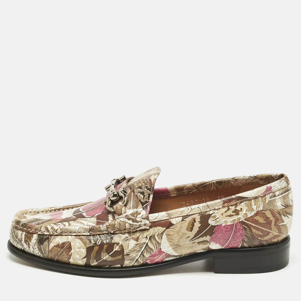 Salvatore Ferragamo Multicolor Flower Printed Leather Bit Slip On Loafers Size 40.5 Salvatore Ferragamo Multicolor Flower Printed Leather Bit Slip On Loafers Size 40.5