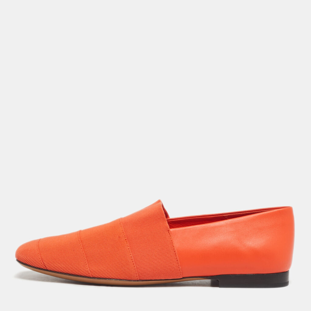 Salvatore Ferragamo Orange Leather Panelled Grosgrain Smoking Slippers Size 38.5 Salvatore Ferragamo Orange Leather Panelled Grosgrain Smoking Slippers Size 38.5
