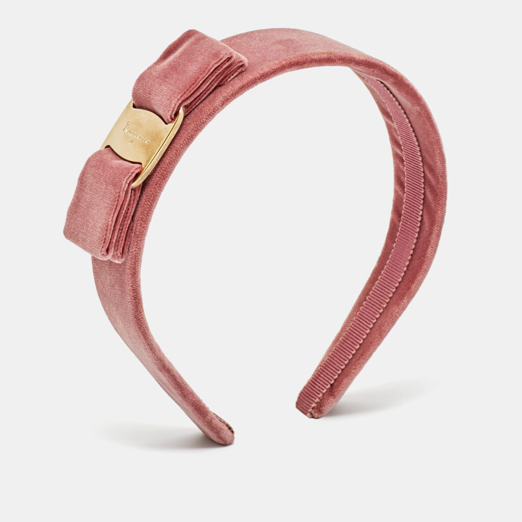 Salvatore Ferragamo Velvet Gold Tone Head Band Salvatore Ferragamo Velvet Gold Tone Head Band