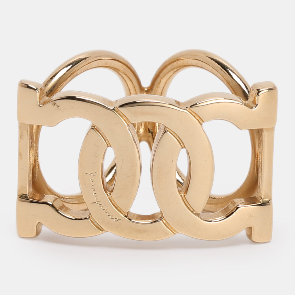 Salvatore Ferragamo Gold Tone Metal Scarf Ring Salvatore Ferragamo Gold Tone Metal Scarf Ring