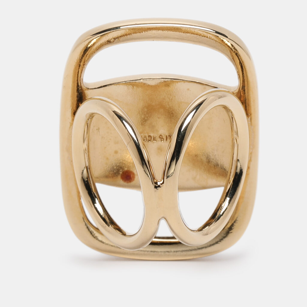 Salvatore Ferragamo Gold Tone Metal Vara Scarf Ring Salvatore Ferragamo Gold Tone Metal Vara Scarf Ring