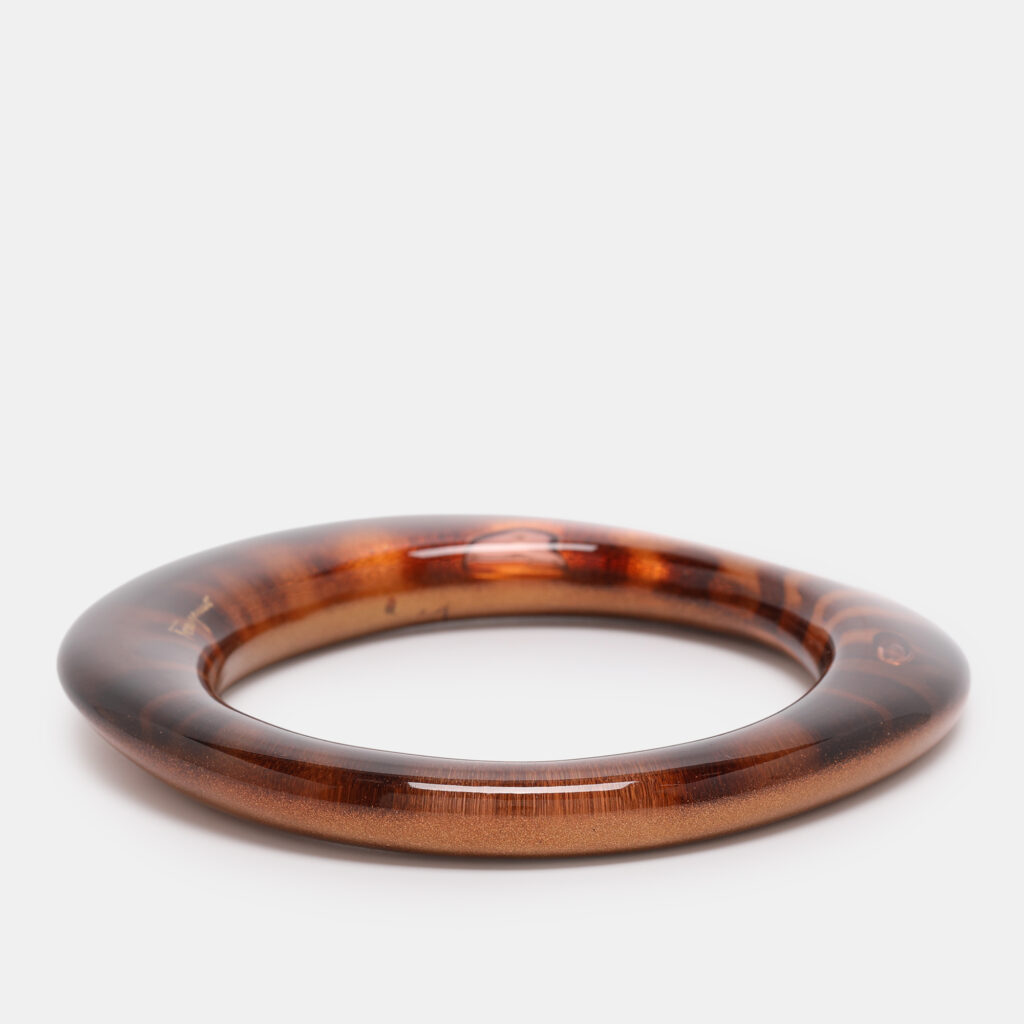 Salvatore Ferragamo Gold Leopard Print Resin Bangle Salvatore Ferragamo Gold Leopard Print Resin Bangle