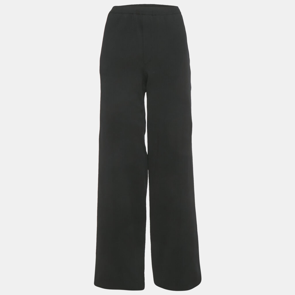 Salvatore Ferragamo Black Jersey Stretch Waist Wide Leg Trousers M