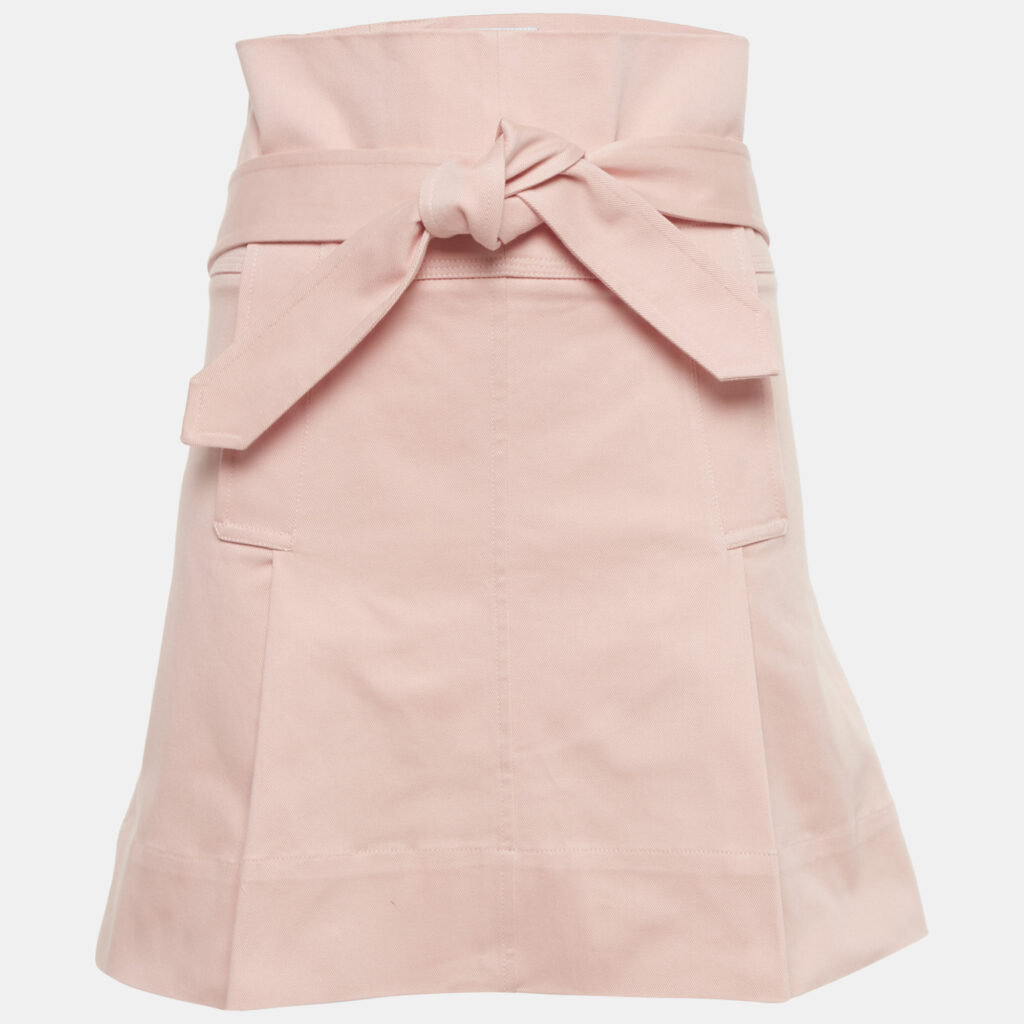 Salvatore Ferragamo Pink Cotton Belted Mini Skirt M