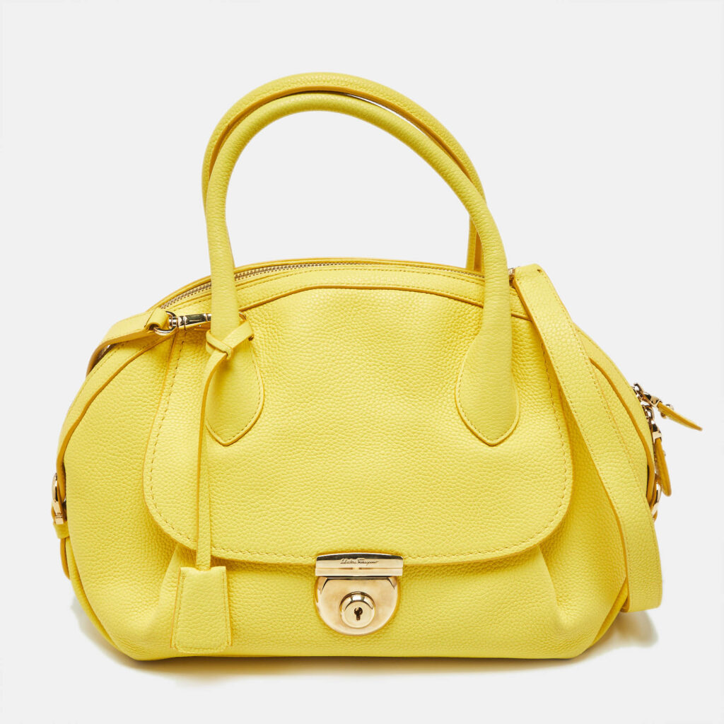 luxury-women-salvatore-ferragamo-used-handbags-p1183695-003-1.jpg Salvatore Ferragamo Yellow Leather Medium Fiamma Satchel