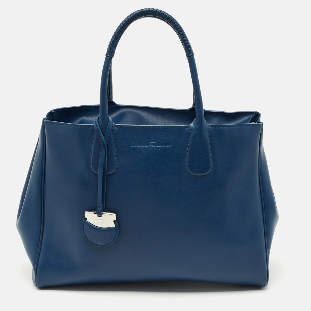 Salvatore Ferragamo Navy Blue Leather Nolita Tote Salvatore Ferragamo Navy Blue Leather Nolita Tote