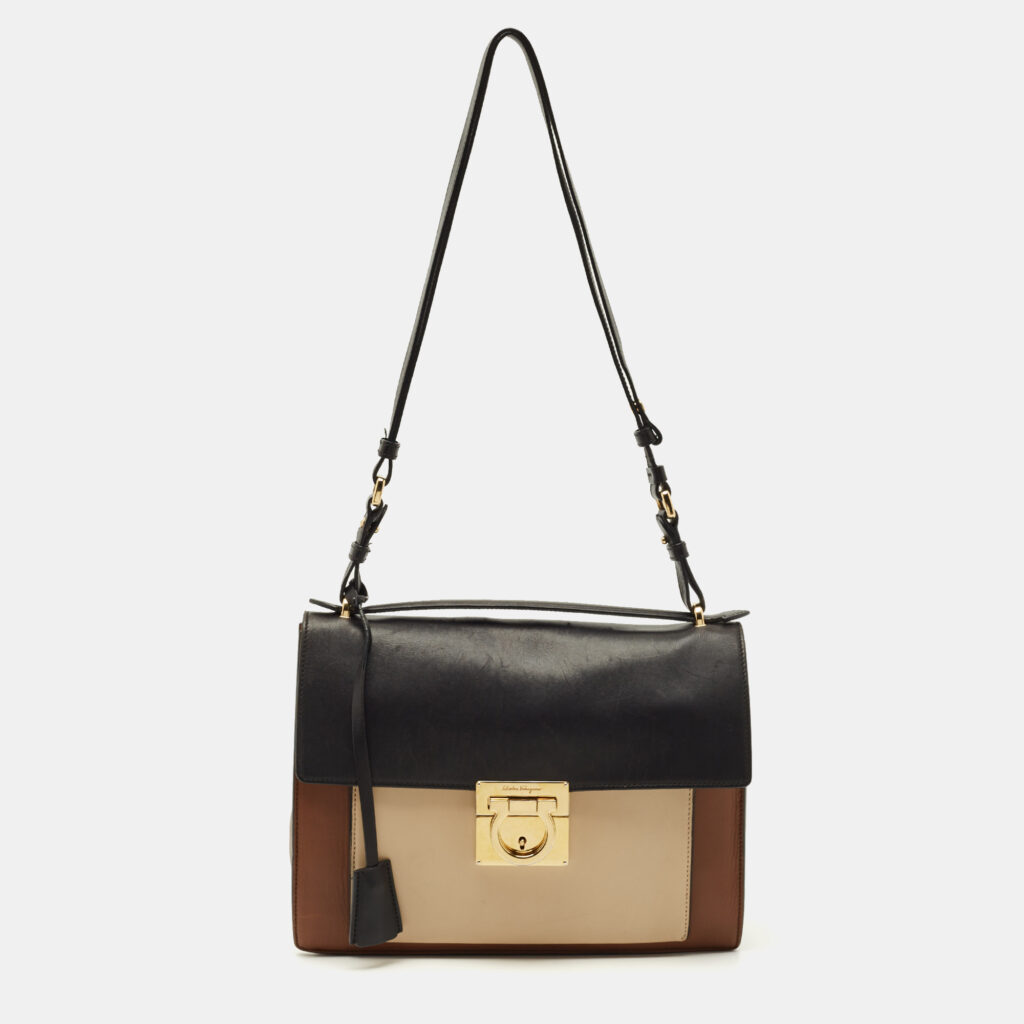 Salvatore Ferragamo Tricolor Leather Marisol Top Handle Bag Salvatore Ferragamo Tricolor Leather Marisol Top Handle Bag