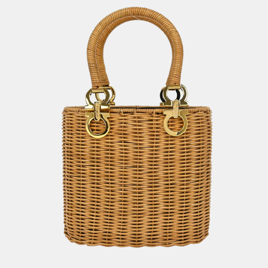 luxury-women-salvatore-ferragamo-used-handbags-p1217887-009-1.jpg Salvatore Ferragamo Beige Rattan Gancini Basket Handbag