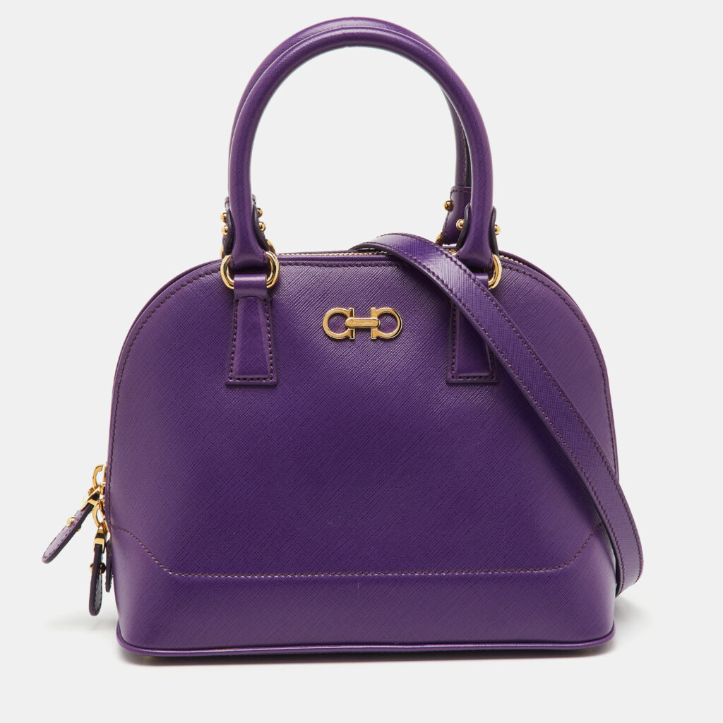 Salvatore Ferragamo Purple Saffiano Leather Darina Satchel Salvatore Ferragamo Purple Saffiano Leather Darina Satchel