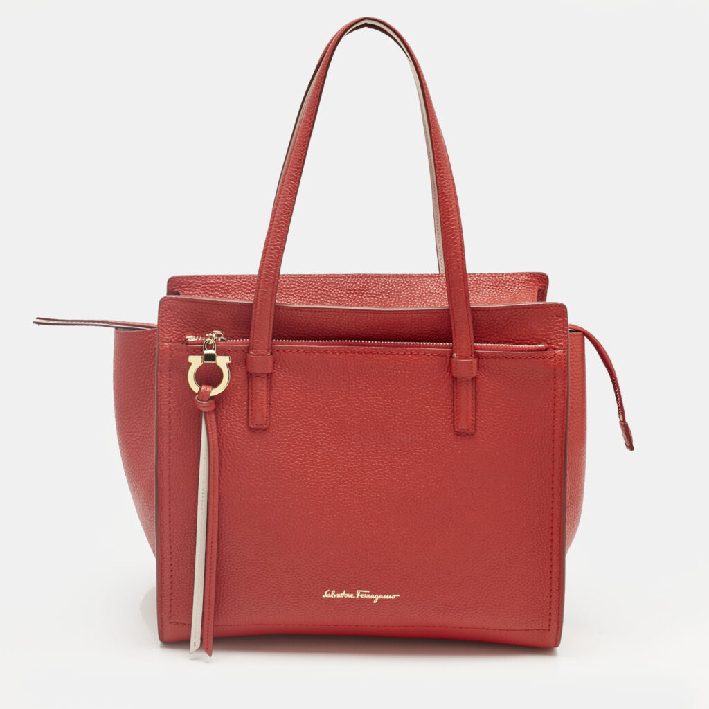 Salvatore Ferragamo Red Leather Medium Amy Tote Salvatore Ferragamo Red Leather Medium Amy Tote