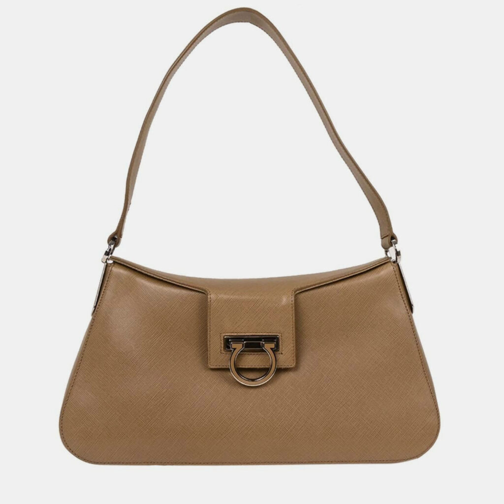 Salvatore Ferragamo Brown Leather Gancini Handbag Salvatore Ferragamo Brown Leather Gancini Handbag