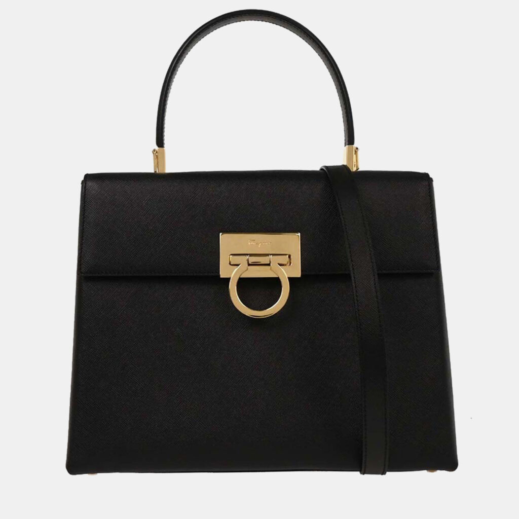 Salvatore Ferragamo Black Gancini 2way Handbag Salvatore Ferragamo Black Gancini 2way Handbag