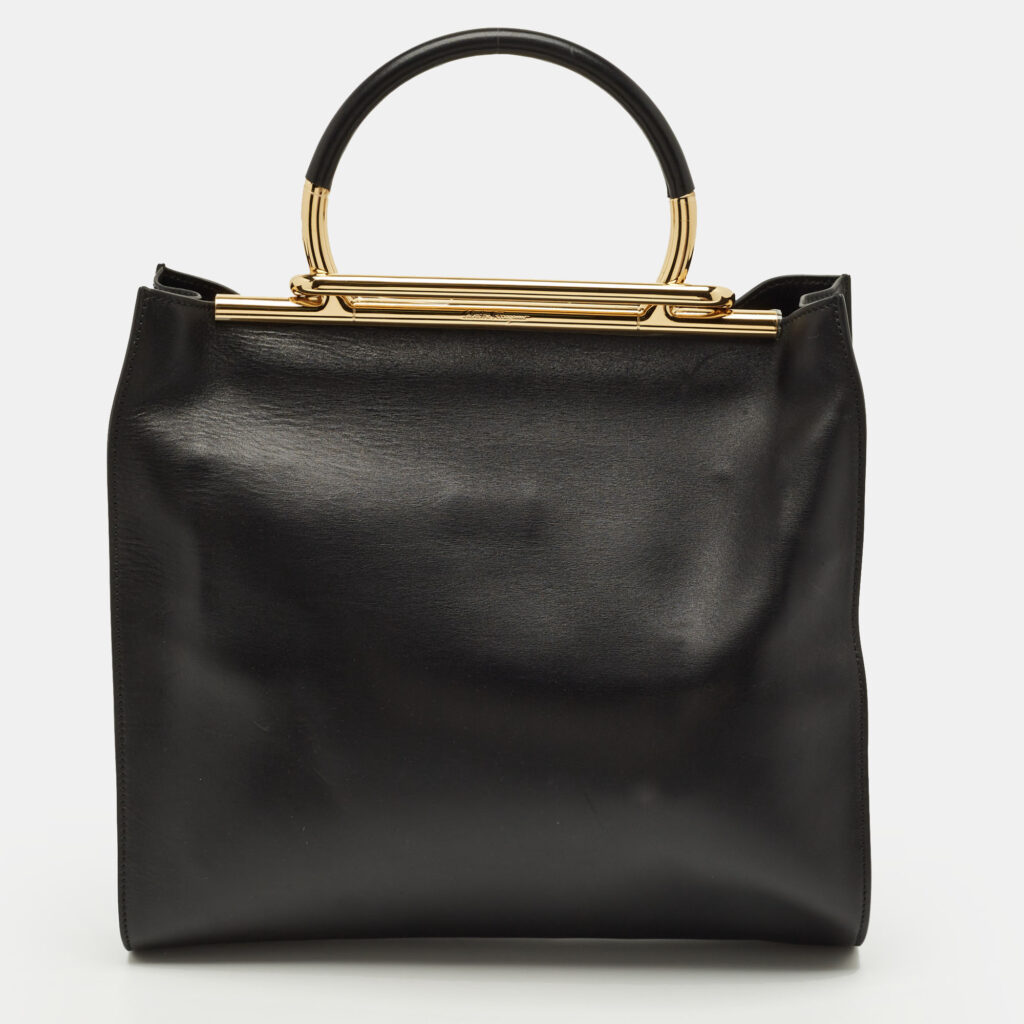 Salvatore Ferragamo Frame Black Leather Tote Salvatore Ferragamo Frame Black Leather Tote