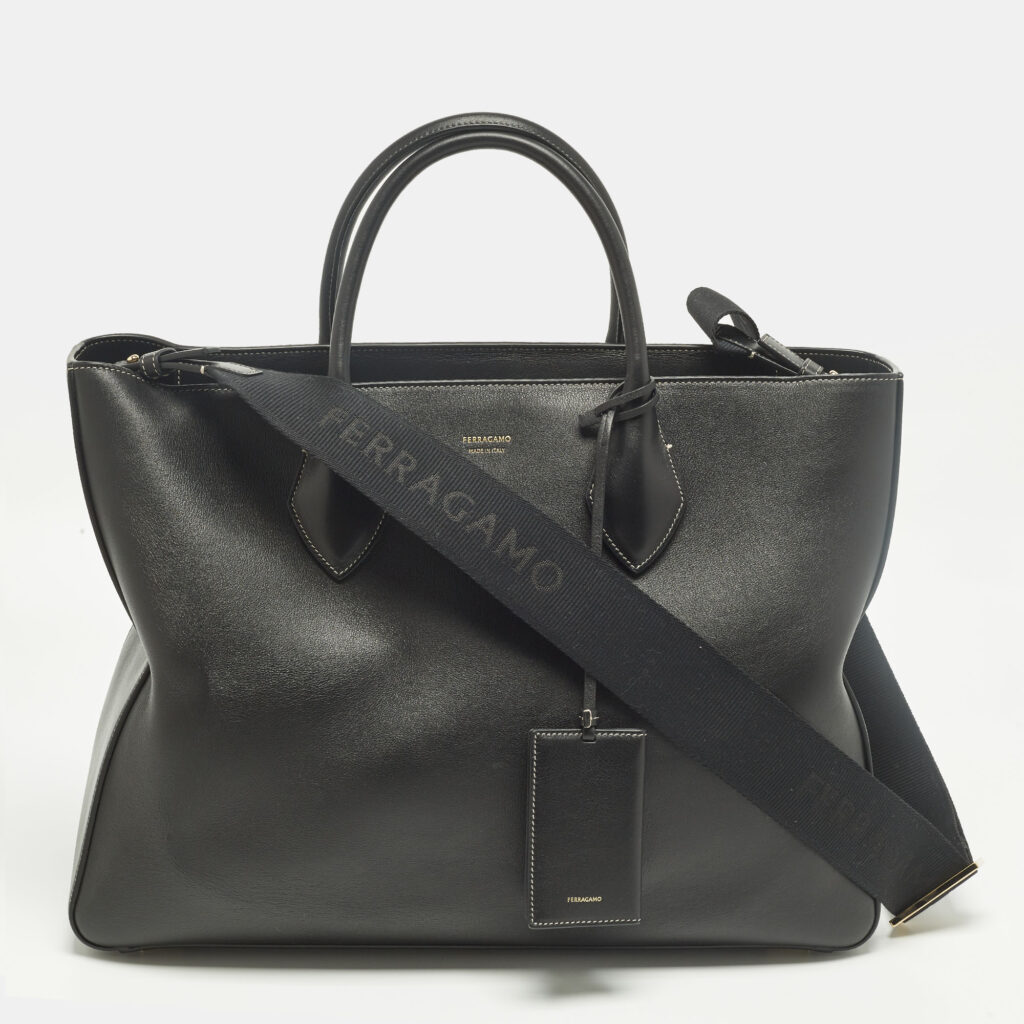 Salvatore Ferragamo Star Shaped Large Black Leather Tote Salvatore Ferragamo Star Shaped Large Black Leather Tote