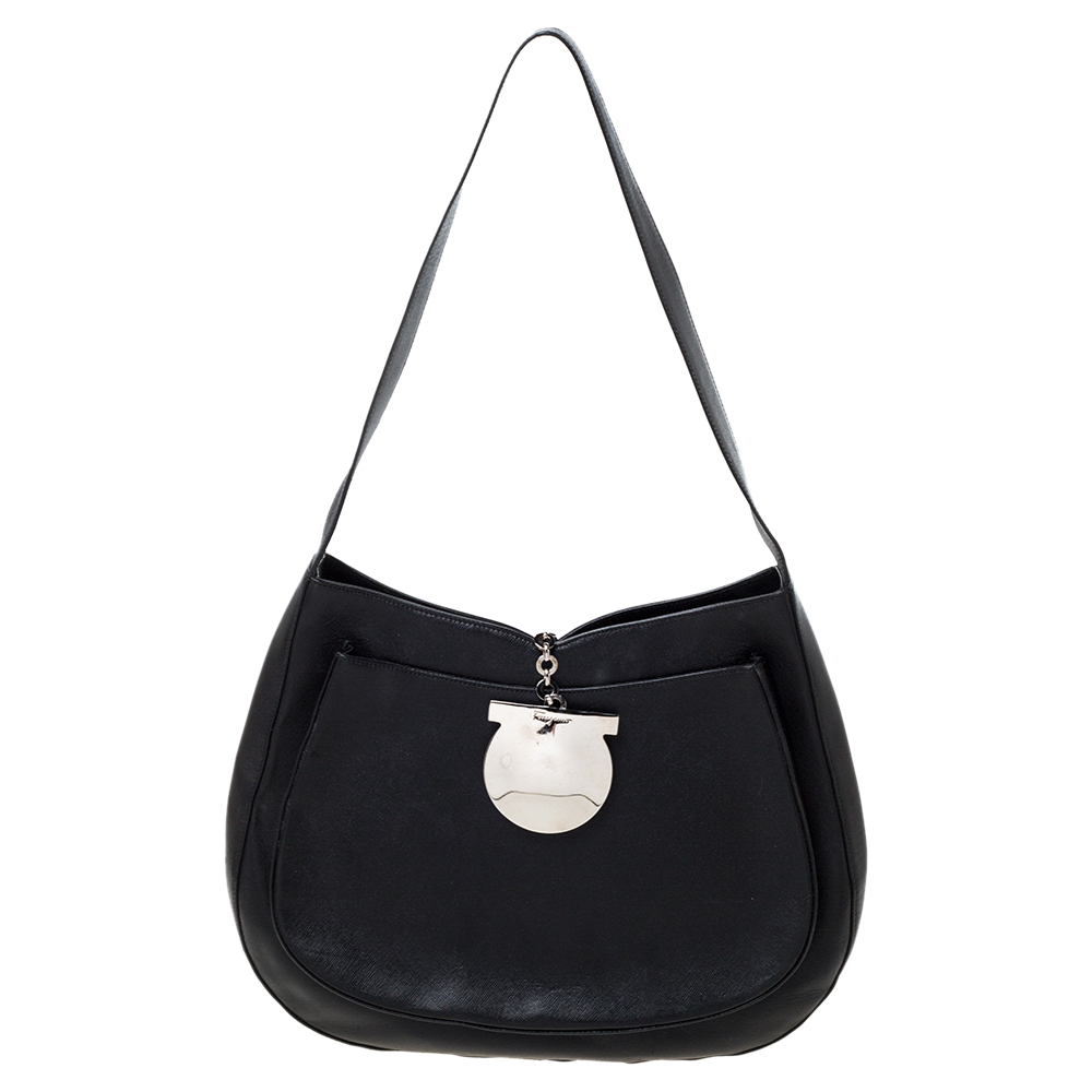 Salvatore Ferragamo Black Leather Hobo Salvatore Ferragamo Black Leather Hobo