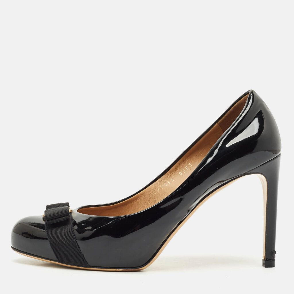 Salvatore Ferragamo Black Patent Leather Pimpa Vara Bow Platform Pumps Size 41 Salvatore Ferragamo Black Patent Leather Pimpa Vara Bow Platform Pumps Size 41
