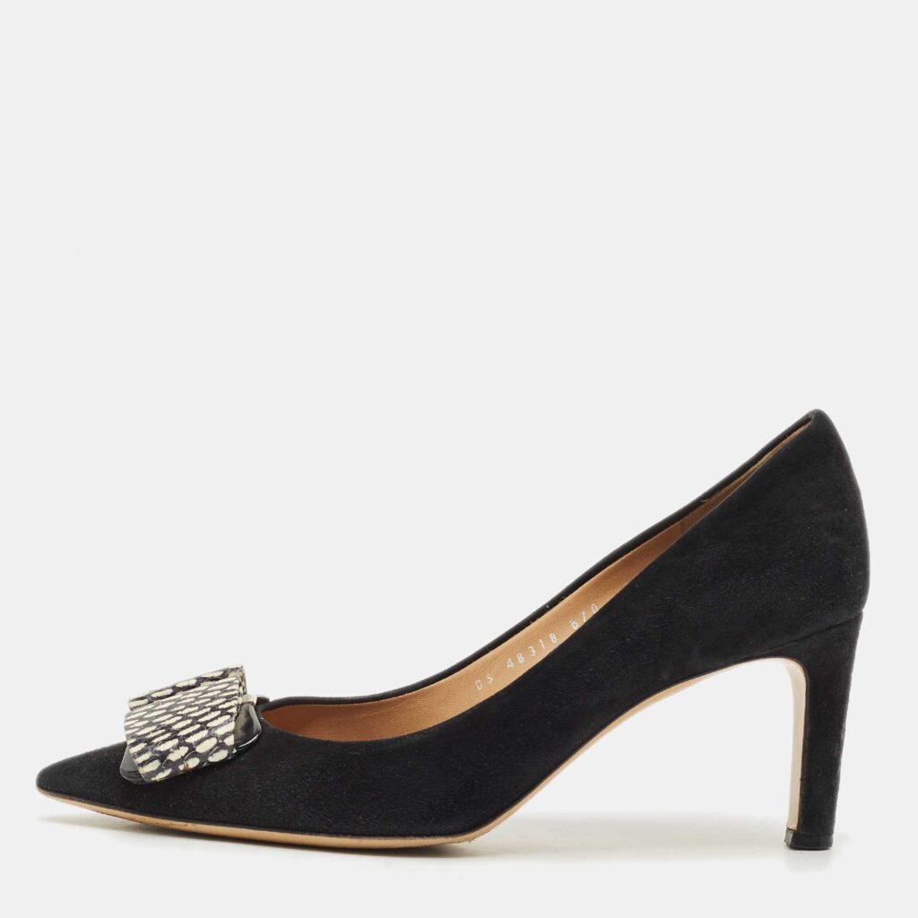 Salvatore Ferragamo Black Water Snakeskin and Suede Mimi Pumps Size 39.5 Salvatore Ferragamo Black Water Snakeskin and Suede Mimi Pumps Size 39.5