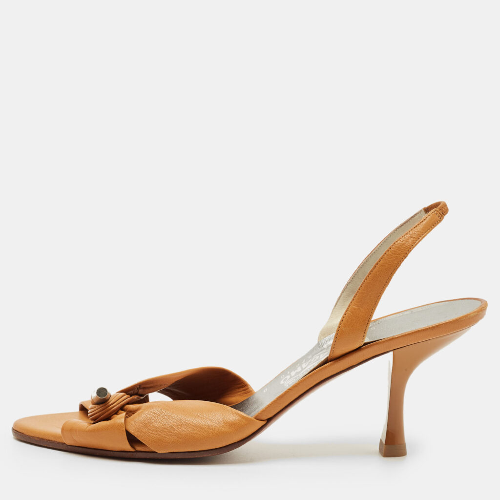 Salvatore Ferragamo Brown Leather Slingback Sandals Size 40.5 Salvatore Ferragamo Brown Leather Slingback Sandals Size 40.5