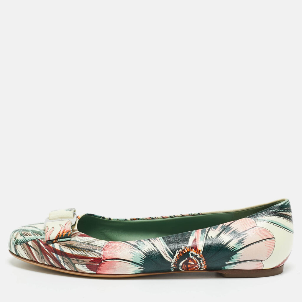 Salvatore Ferragamo Multicolor Leather Bow Ballet Flats Size 37.5 Salvatore Ferragamo Multicolor Leather Bow Ballet Flats Size 37.5