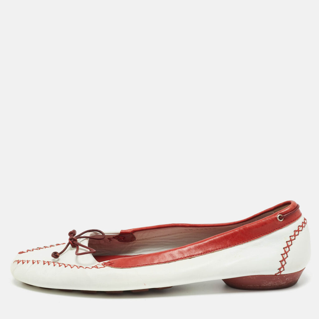 Salvatore Ferragamo White/Red Leather Bow Smoking Slippers Size 39.5 Salvatore Ferragamo White/Red Leather Bow Smoking Slippers Size 39.5