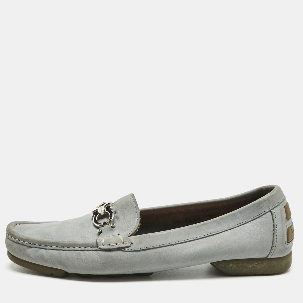 Salvatore Ferragamo Blue Leather Gancini Loafers Size 39.5 Salvatore Ferragamo Blue Leather Gancini Loafers Size 39.5