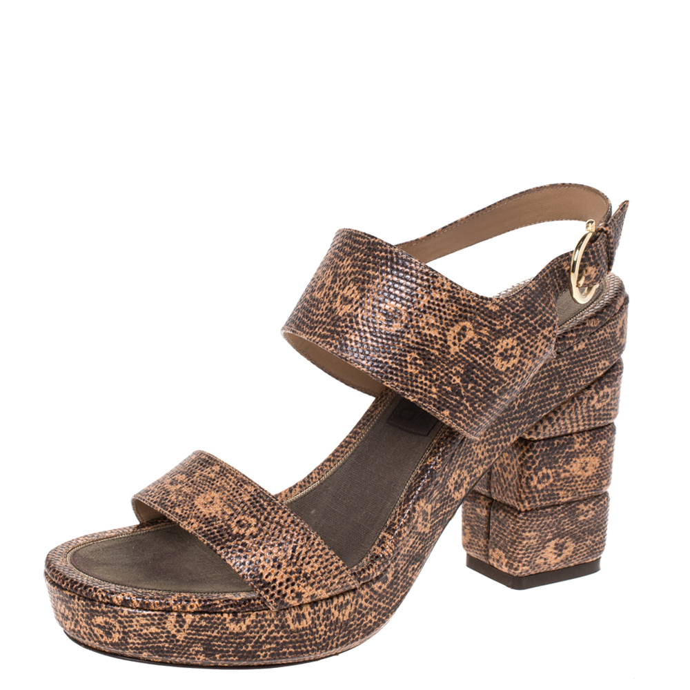 Salvatore Ferragamo Black/Peach Snakeskin Embossed Leather Madrina Platform Sandals Size 39 Salvatore Ferragamo Black/Peach Snakeskin Embossed Leather Madrina Platform Sandals Size 39